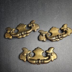 Vtg Brass Drawer Handle Pulls, Set of 3 Ornate Drawer Hardware